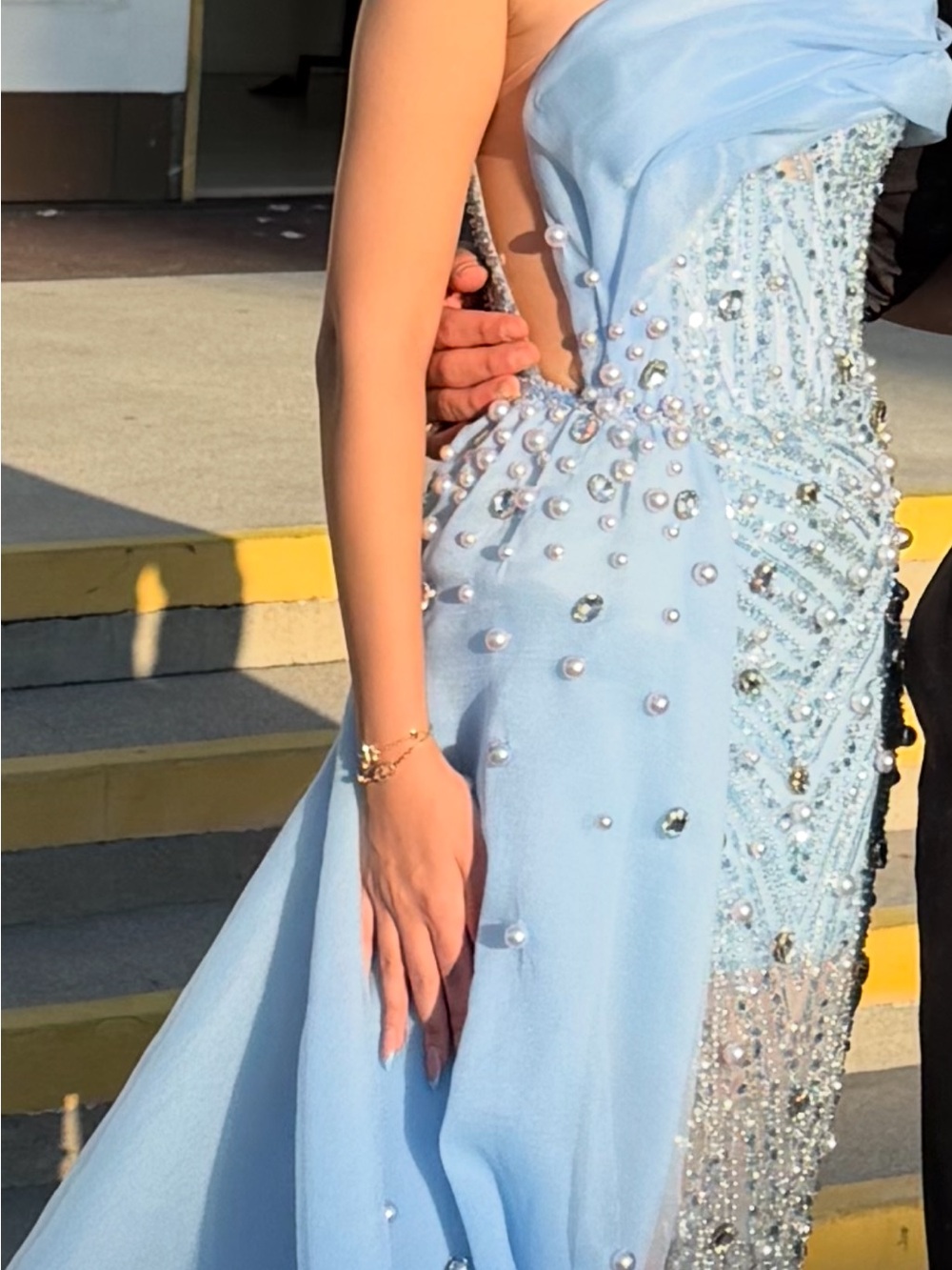 Blue one strap diamond dress